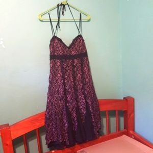 Pink and Black Lace Dress - Size 10